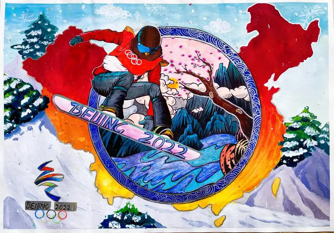 冬奥会主题绘画作品 #创意美术#美术课件#冬奥会#耀出冬奥新 - 抖音
