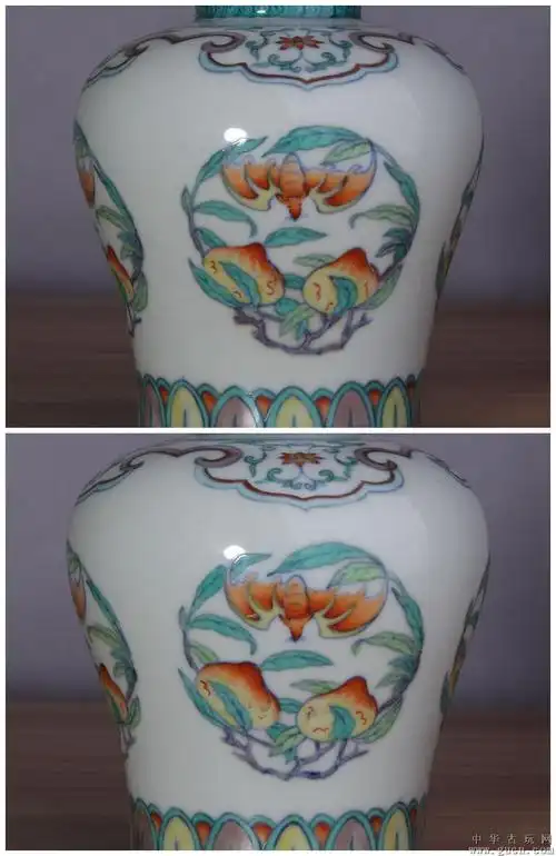 清雍正官窑斗彩福寿万代纹罐