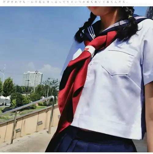 日系高校生制服配饰水手服手打领巾日本学院风学生女jk制服三角巾藏青