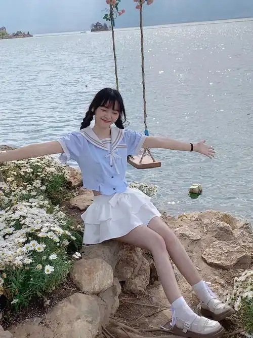 实拍现货 少女jk制服套装女夏收腰显瘦小个子短袖上衣高腰蛋糕裙 - 17