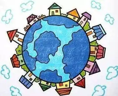 地球画 世界地球日主题儿童简笔画图片