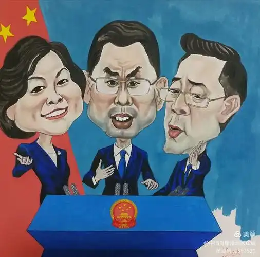 外交部发言人赵立坚肖像漫画