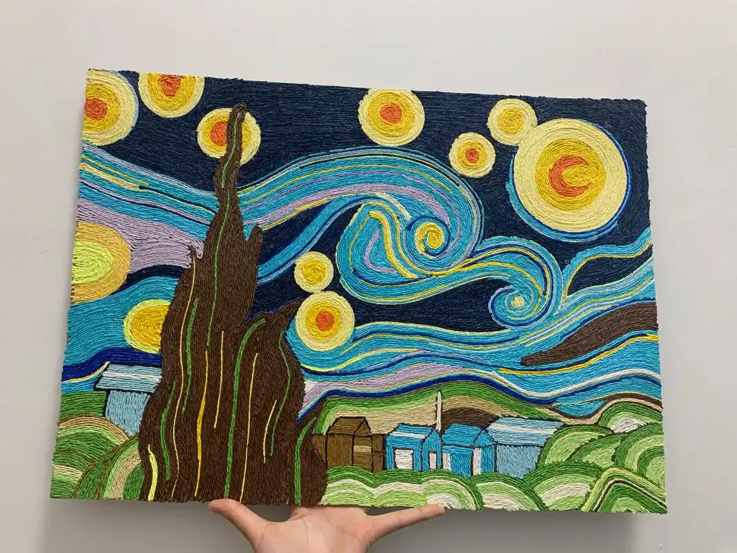 绳艺作品(纸绳粘贴画)97 陆陆续续粘了几天 大概十个小时左右吧