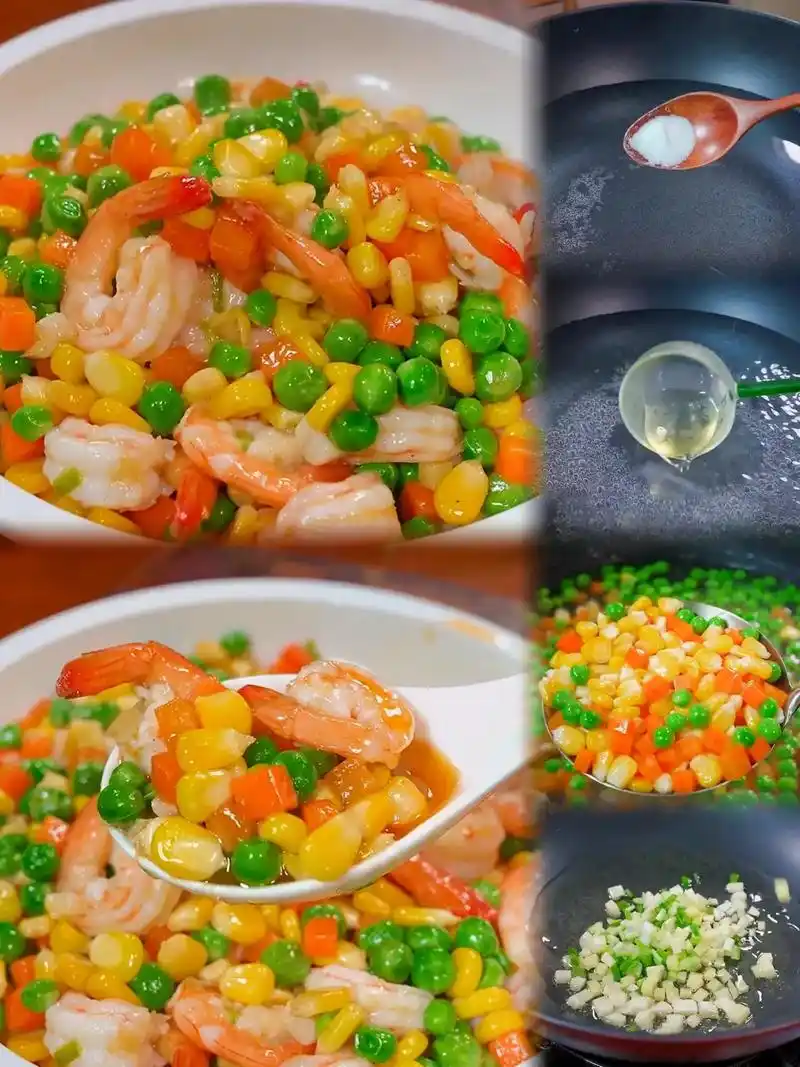虾仁青豆玉米胡萝卜教程来啦!#抖音图文来了  宝妈们赶紧学会 - 抖音
