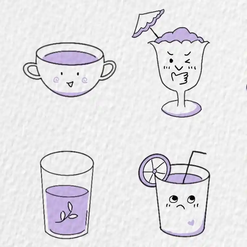 杯子简笔画来啦～ 今天是紫色系 简单又可爱的杯子简笔画～ 快一起画
