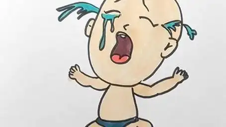 爱哭的小孩简笔画