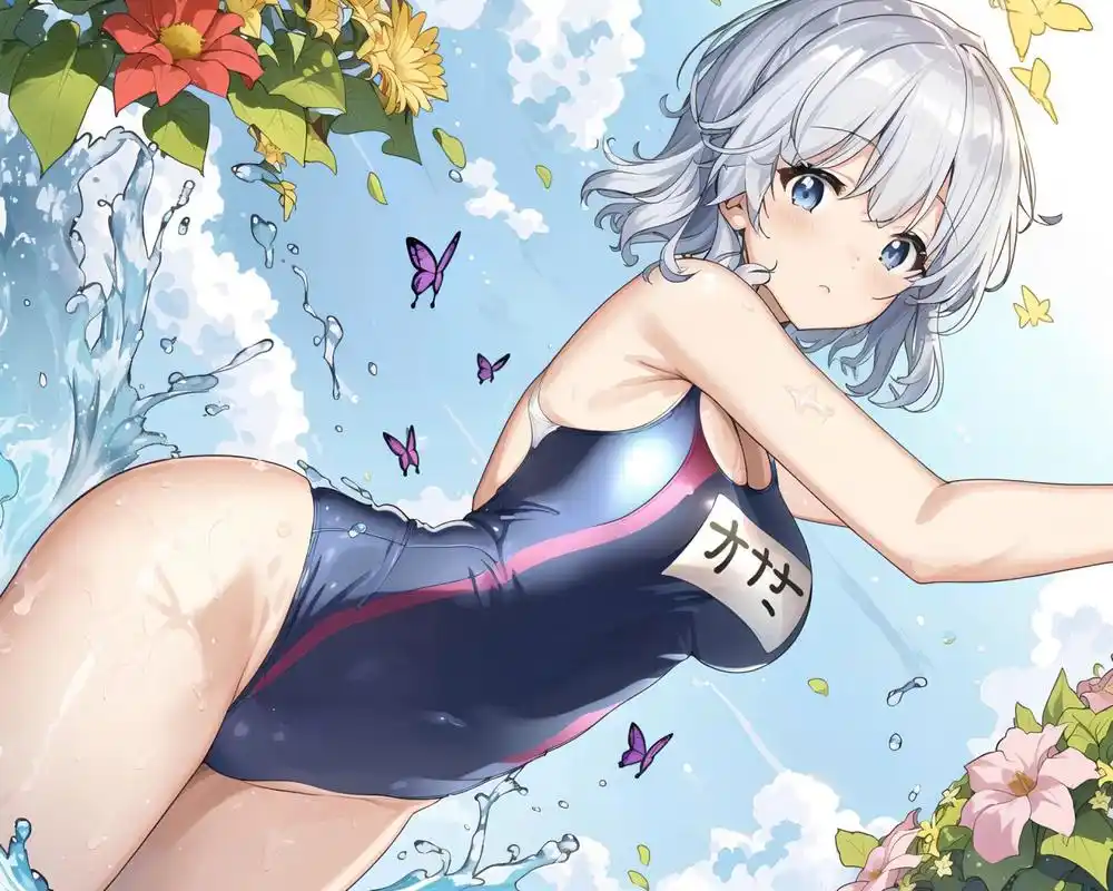 动漫美女-v8(神里绫华)泳衣 这次神里小姐海边玩水换身泳衣了