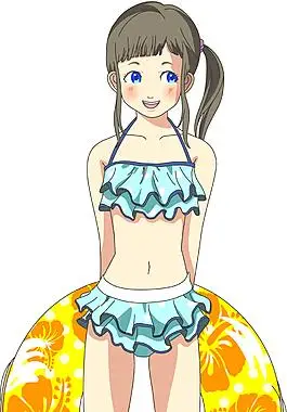 可爱卡通的泳装少女插画