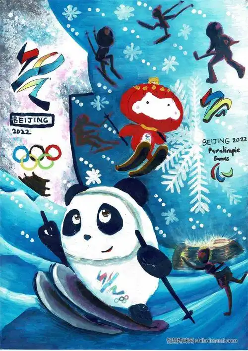 冬奥会加油主题儿童画 - 元艺考