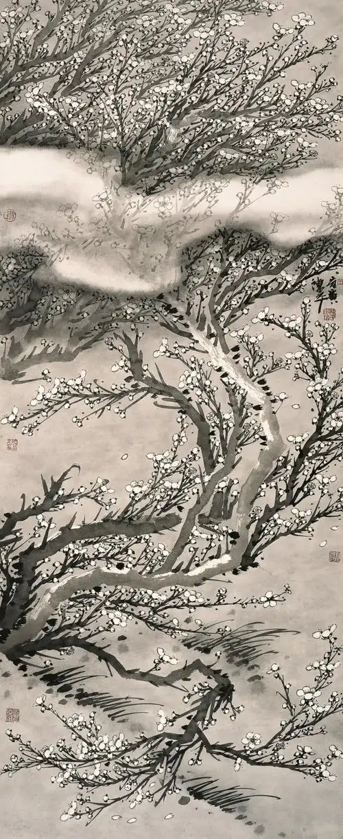 陈平《君子之怀—梅》180cm×70cm2010年纸本