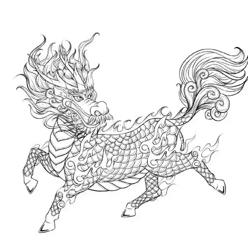 麒麟瑞兽线稿