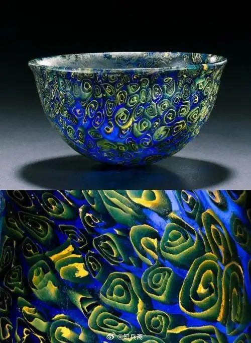 容器#  彩色玻璃碗,传世品,出自希腊或希腊化地区,属于所谓"马赛克