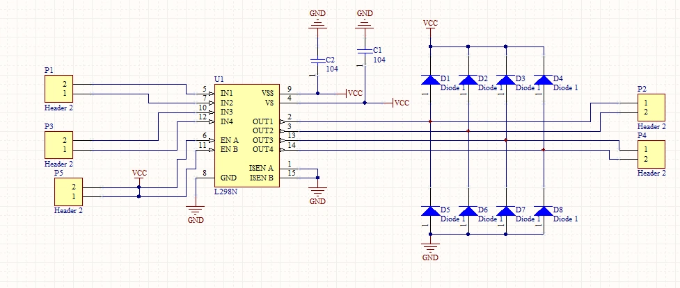 智能小车 (51最小系统 l298n电机驱动)电机驱动原理图