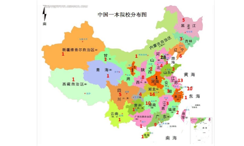 一本院校分布图