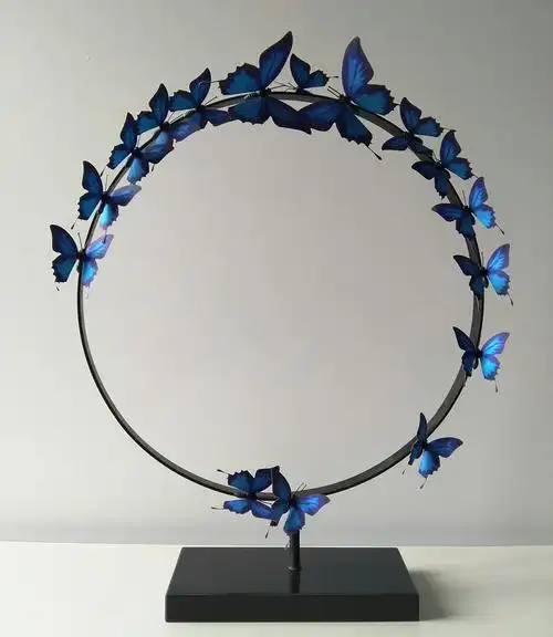 批发创意工艺品烤漆大号蝶舞飞扬新中式铁艺玄关客厅家居摆件