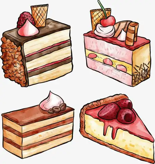 美味手绘切块蛋糕