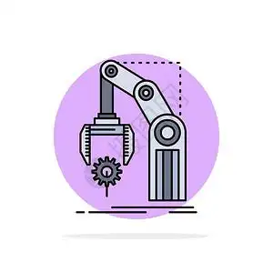 白色工业制造业自动化工厂手机械包装平板彩色图标矢量插画