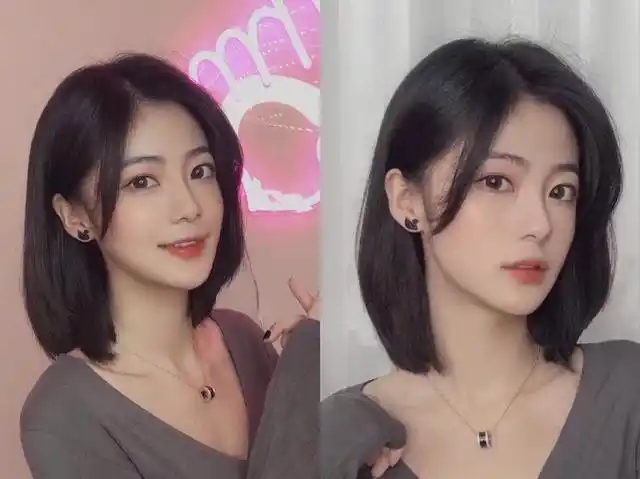 齐肩短发这是一款非常温柔的发型,刘海偏分,不仅可以弥补了女生额头