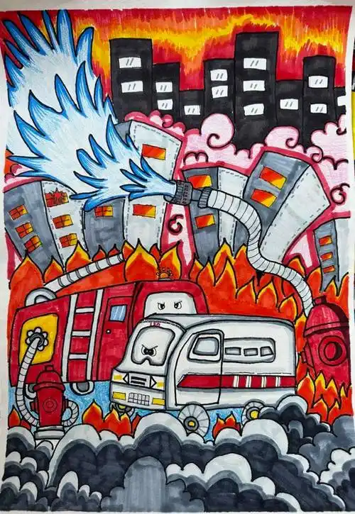 【漹三喜报】夹江漹城三小9件消防主题儿童画获奖啦!_活动_绘画_作品