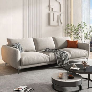 新款布艺沙发客厅小户型极简轻奢侘寂风民宿北欧日式简约现代三人 米