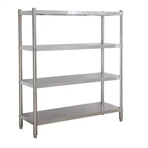 厨房不锈钢置物架落地4层加厚架子饭店酒店微波炉收纳架定做包邮