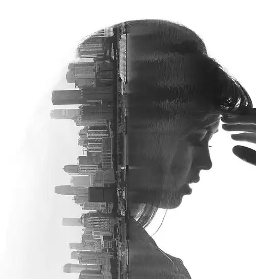 (原创)人物侧面 二次曝光 透明