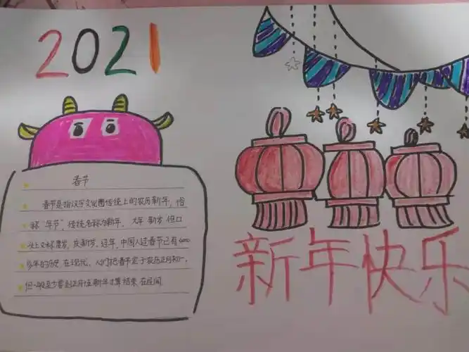 2021新春快乐——赵家庄小学一年级四班迎新春佳节手抄报