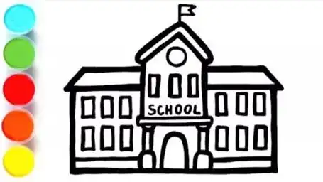 儿童色彩画启蒙教程,学校简笔画配色