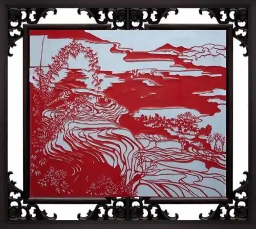 剪纸梯田山水的剪纸方法剪纸图案大全山水剪纸图案大全