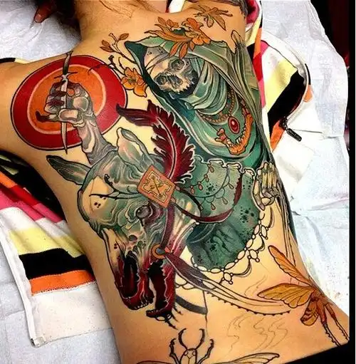 让人害怕满背死神纹身图案图片