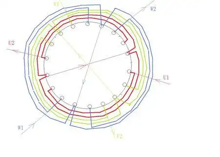 18槽2极单双层绕组1到10,2到9同心式大线圈双层怎样分布和接线