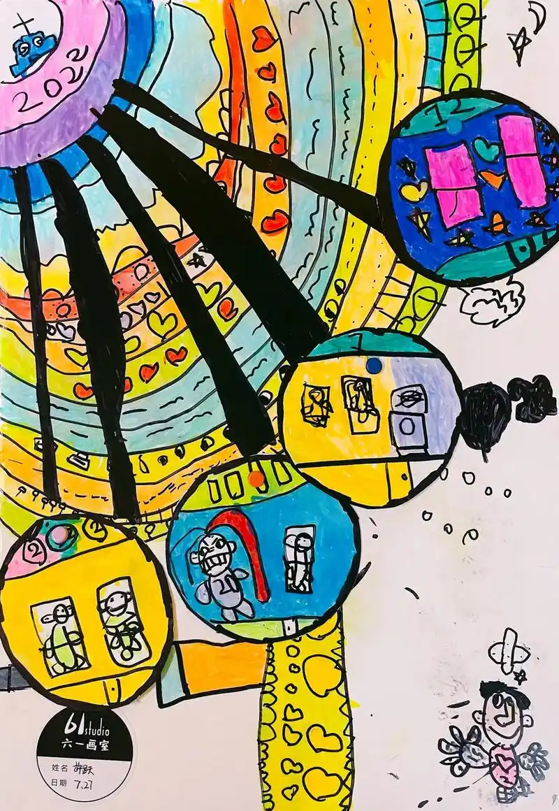 儿童绘画作品 #做喜欢的事 #创意美术 - 抖音