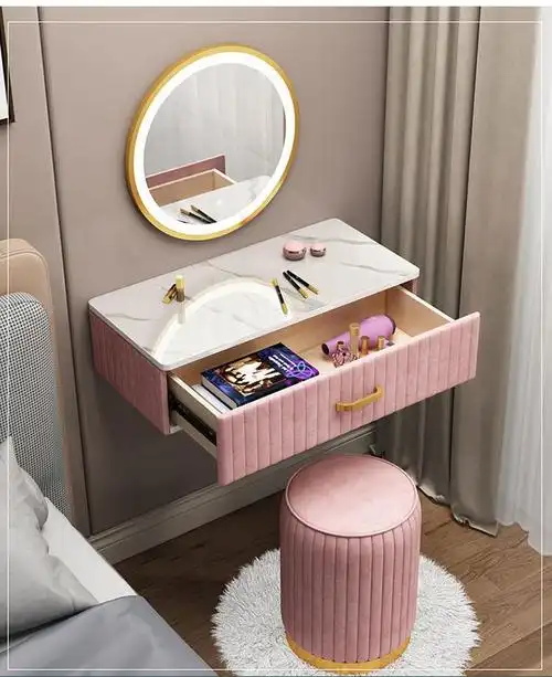 壁挂式梳妆台 小型梳妆台 悬空悬挂壁挂式梳妆台挂墙墙上小户小型50cm