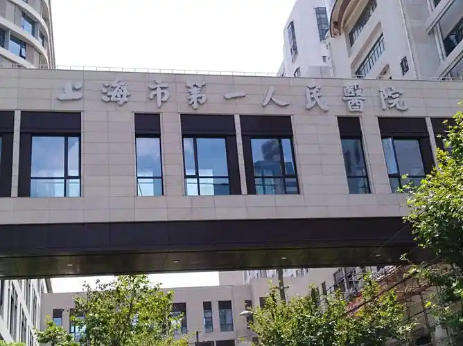 武进路上方设二处过街天桥,上面标明上海市第一人民医院.