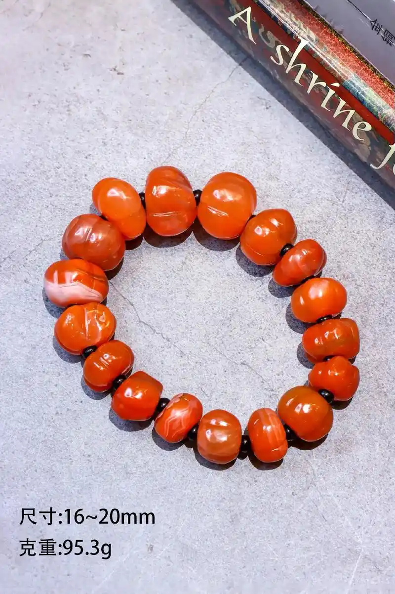 名称:南红瓜珠手串 尺寸:直径16- - 抖音