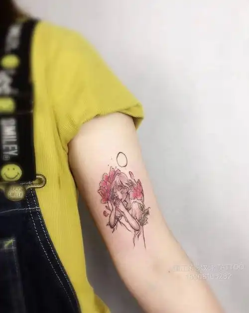 小清新纹身图片_手臂水彩纹身图案