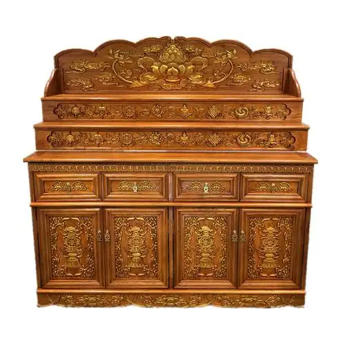 藏式实木佛龛雕花神龛立柜菩萨柜供桌财神供奉台带门佛柜家用佛台