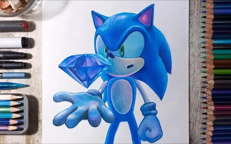 彩铅手绘索尼克.不一样的感觉