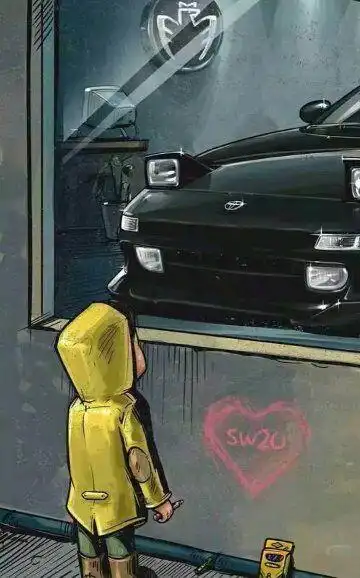 抖音最近很火的橱窗外看车的小男孩