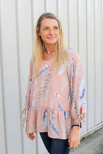 willow leaf print peplum top - mauve