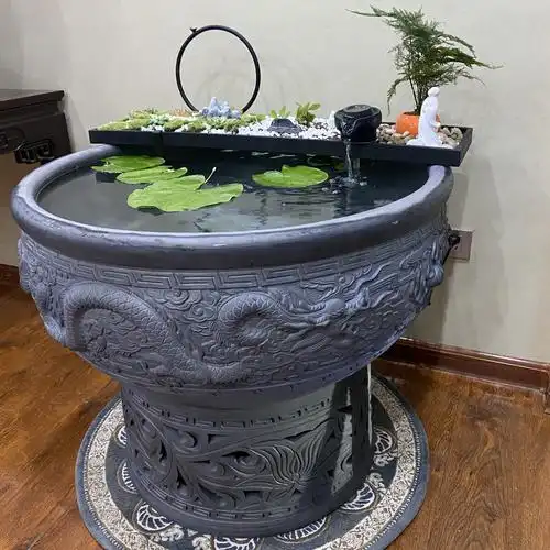 鱼缸养鱼瓦缸老北京鱼老北京古法龙鱼缸荷花乌龟桌面缸