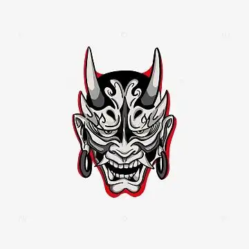 黑色灰色手绘恐怖般若面具中元节妖魔鬼怪