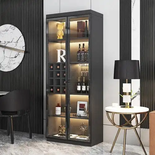 酒柜玻璃靠墙客厅展示柜现代轻奢边柜小酒家用酒柜
