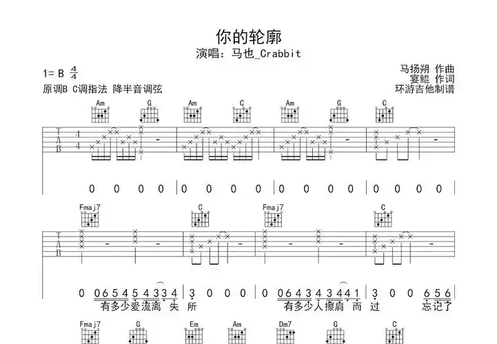 你的轮廓曲谱预览图