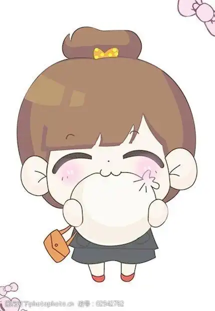 吃包子的可爱女生矢量素材