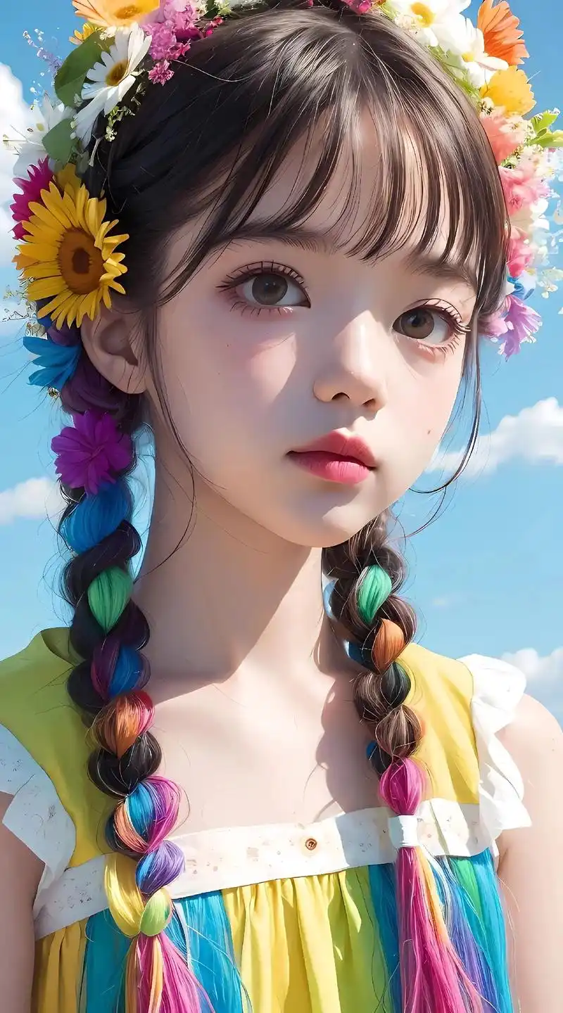 彩虹色头发少女 绝绝子头像#世界很甜因为有你 #高清壁纸 # - 抖音