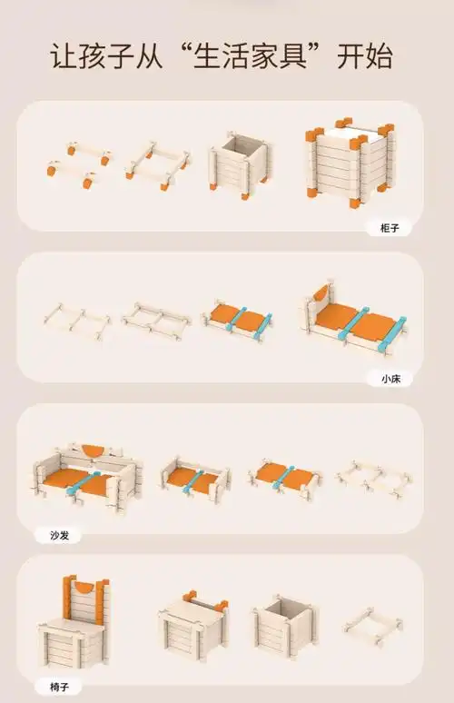 儿童木制积木中国榫卯拼装结构鲁班建筑师大颗粒积木搭房子玩具