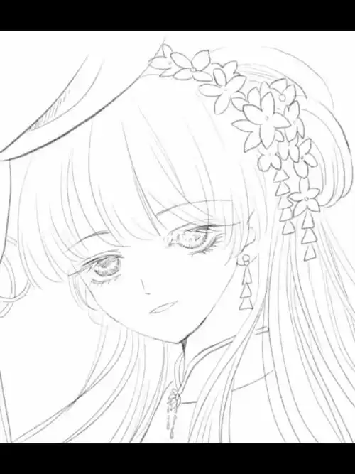 古风头像勾线过程