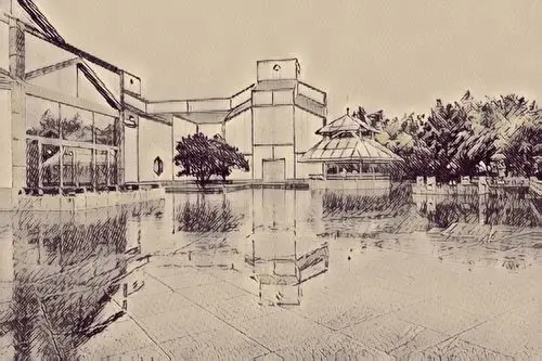 "贝聿铭手稿"一一春雨时节拍于苏州博物馆实景