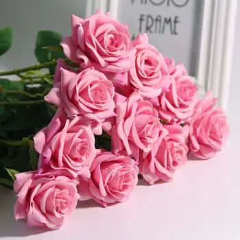 玫瑰花束单支假花塑料花绢花家居卧室装饰花室内插花摆件干花r 10支